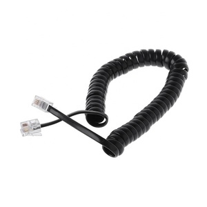 <span class=keywords><strong>Cable</strong></span> Telefónico RJ9 Cat3 ADSL 4P4C en Espiral, Negro y Blanco - Product Image 1