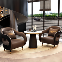 Ensemble de 4 fauteuils d'appoint personnalisables en cuir PU moderne pour projets commerciaux, idéal pour les négociations, les halls d'hôtel, les cafés et les réceptions.