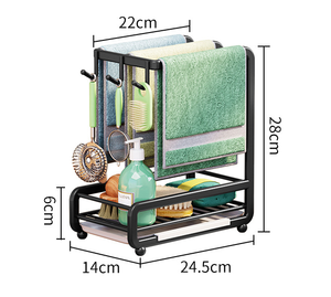 Organizzatore da parete <span class=keywords><strong>per</strong></span> lavello da cucina in acciaio al carbonio con logo personalizzato OEM, porta strofinacci e spugne con vassoio raccogligocce - Vendita all'ingrosso - Product Image 2