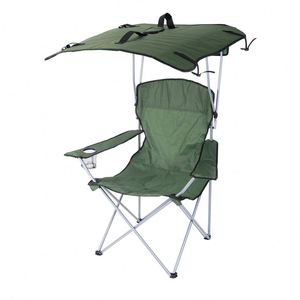 Foldable <b>Camping</b> <b>Chair</b> with Removable Sun <b>Canopy</b>, Portable Outdoor Lawn <b>Chair</b> with Cup Holder for Beach Fishing - Product Image 4