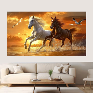 Murales Personalizzati Extra Large con Cavallo in Corsa, <span class=keywords><strong>Arte</strong></span> <span class=keywords><strong>Contemporanea</strong></span> su Tela, Design Paesaggistico, Dipinti e <span class=keywords><strong>Stampe</strong></span> per Soggiorno - Product Image 1
