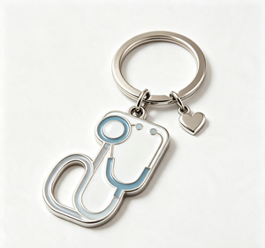 Porte-clés stéthoscope en alliage, porte-clés en métal émaillé, logo personnalisé, pendentif médical, cadeau - Product Image 3