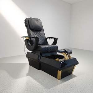 Sillón de Pedicura Eléctrico Negro Reclinable con Bañera para Pies, Sistema de Chorro sin Tuberías, Silla de Masaje con LED de 7 Colores para Salón de Uñas y Spa - Product Image 1
