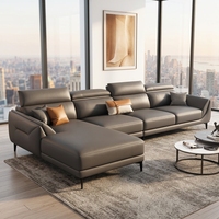 Sofá Seccional en Forma de L de Piel Sintética Reclinable Moderno KMJ para Sala de Estar, Apartamento, Villa, Muebles para Sala de Estar