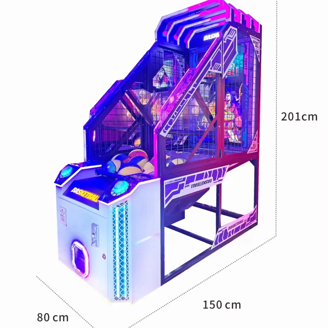 Cool Lighting Street Coin Operated Basketball Game Machine With Electric Scoring and Ticket