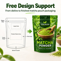 Sacs d'emballage en plastique pour poudre de matcha personnalisés, finition mate, pochette autoportante avec fermeture éclair, sac d'emballage pour café avec logo