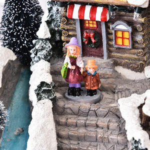 Led natale inverno case del villaggio di natale statuette di natale in miniatura resina ornamento Led vacanza arredamento interno camera - Product Image 6