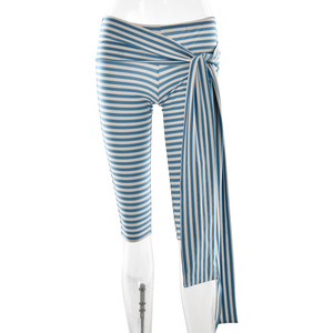 Leggings rayés à haute élasticité, pantalons décontractés pour femmes, pantalons extensibles à la mode avec design à taille nouée - Product Image 5