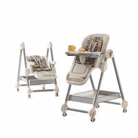 Ensemble de chaise haute multifonctionnelle 3-en-1 luxueuse pour bébé de 0 à 12 mois, siège balançoire pliable avec matériau PP, à commande manuelle