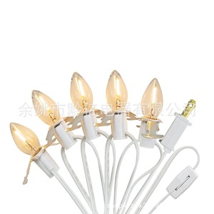 E12 Bulb Holder <b>With</b> 303 Gear <b>Switch</b> Us <b>Plug</b> Candle Light Lamp Holder Indoor Use Plastic Screw Type - Product Image 2