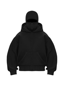 Sweat-shirt à capuche blanc avec fermeture éclair, double couche, hiver, pull pour homme avec poche - Product Image 3
