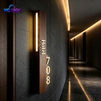 Plaque de numéro de maison en acier inoxydable rétroéclairée par LED 3D, lumière blanc chaud, transformateur, compatible Homekit, télécommande, pour bureau, bar, porte