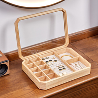 Boîte à bijoux en bois élégante de grande taille avec logo personnalisé en gros pour boucles d'oreilles, bagues, montres, colliers