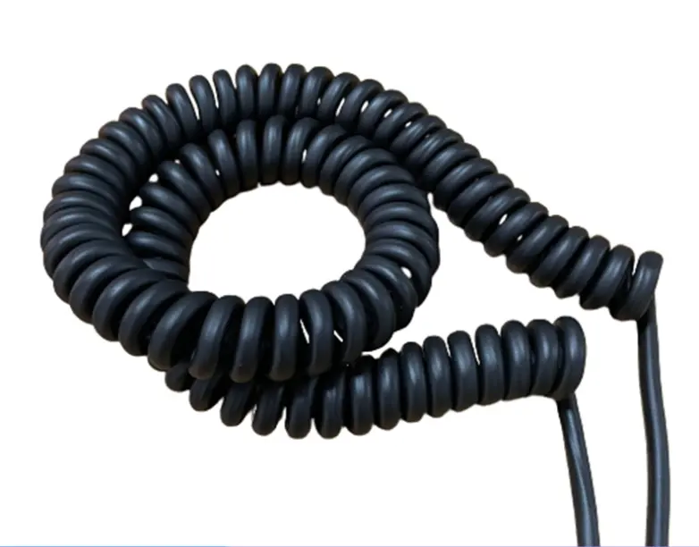 PVC yalıtım iç çekirdek bahar güç kablosu ile mat siyah yalıtılmış bakır tel sapan için Spiral kablo tel