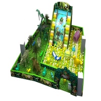 Château gonflable non gonflable pour enfants de 3 ans et plus, aire de jeux intérieure en aluminium, thème Forêt ancienne avec dinosaures
