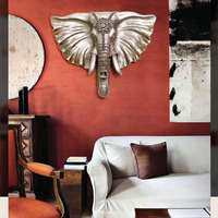 Décoration murale suspendue en forme de tête d'éléphant 3D de style européen, plateau, accessoires photo, animaux, chambre à coucher, décoration intérieure, décoration murale suspendue