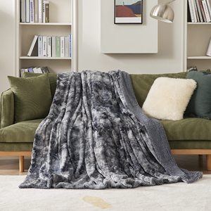 Dark <strong>Grey</strong> Plush Super Soft Lamb Wool Warm and Comfortable Faux Fur <strong>Cover</strong> for <strong>Sofas</strong> and Beds - Product Image 5