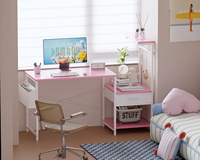 Bureau d'étude compact pour PC avec rangement latéral, crochets et étagère pour imprimante, table de jeu et d'écriture pour la maison, le bureau ou la chambre