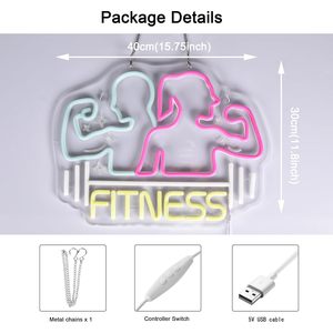 Letreros LED de Neón para Fitness, Regulables, Alimentados por USB, Luz Ambiental, Decoración para Escaparates, Luz Indicadora de Calle, Personalizables, 5V - Product Image 2