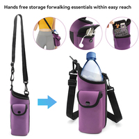 Porte-bouteille d'eau en néoprène et sac isotherme avec poche pour téléphone et sangle réglable pour la marche, couleur personnalisée