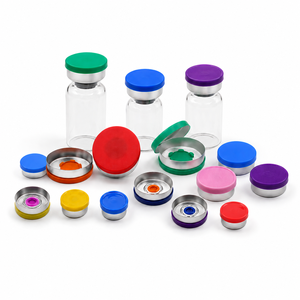 Sterile Leakproof Various Color Flip-Off Combination Lids with Complete Matching Rubber Stopper for Glass Vial Containers - Product Image 1
