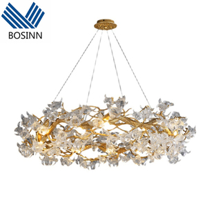 Lampu gantung Hotel kristal seni bunga es Motif tembaga lampu gantung bunga prem bercahaya lampu liontin cabang tembaga - Product Image 2