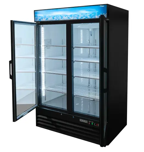 Yeni stil cam kapi buzdolabı çift sıcaklık dondurucu ve Chiller çin çelik paslanmaz güç tarzı Fan malzemesi çok