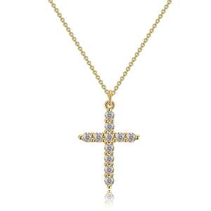 Dainty Simple 18K <b>Gold</b> Plated Micro-Inlaid Zircon Cross <b>Necklace</b> Hypoallergenic Women's Stainless Steel <b>Crystal</b> <b>Necklace</b> - Product Image 1
