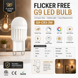 Ampoule LED G9 mini à base céramique, sans scintillement, certifiée ETL, dimmable, 2W, 200LM, AC120V - Product Image 4