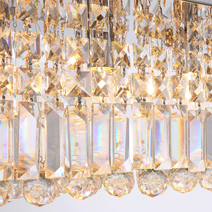 Lustre rectangulaire en cristal doré E26 LED 3500K, lumière chaude, intensité variable, hauteur réglable, CRI 90 pour salon - Product Image 6