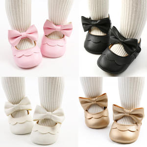 Schmetterlings-PU-Schuhe mit weicher Sohle, Klettverschluss und Schleife, strapazierfähig, für Kleinkinder und Babys, mit gewelltem Rand - Product Image 2