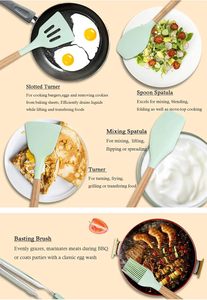 Ensemble d'ustensiles de cuisine en silicone avec manche en bois de qualité alimentaire, non toxique, mignon, 11 pièces, vente chaude - Product Image 3