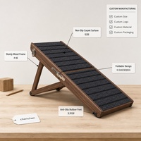 Rampe pour animaux de compagnie en bois de noyer robuste et moderne, pliable, surface moquettée antidérapante, facile à ranger, pour l'intérieur