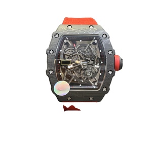 Reloj Automático de Fibra de Carbono de Alta Gama Personalizado para Hombre, Caja Negra con Correa Roja, Reloj Mecánico - Product Image 2