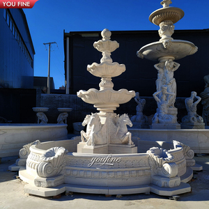<span class=keywords><strong>Giardino</strong></span> all'aperto in pietra naturale che intaglia grande fontana di acqua di cavallo in marmo bianco - Product Image 2