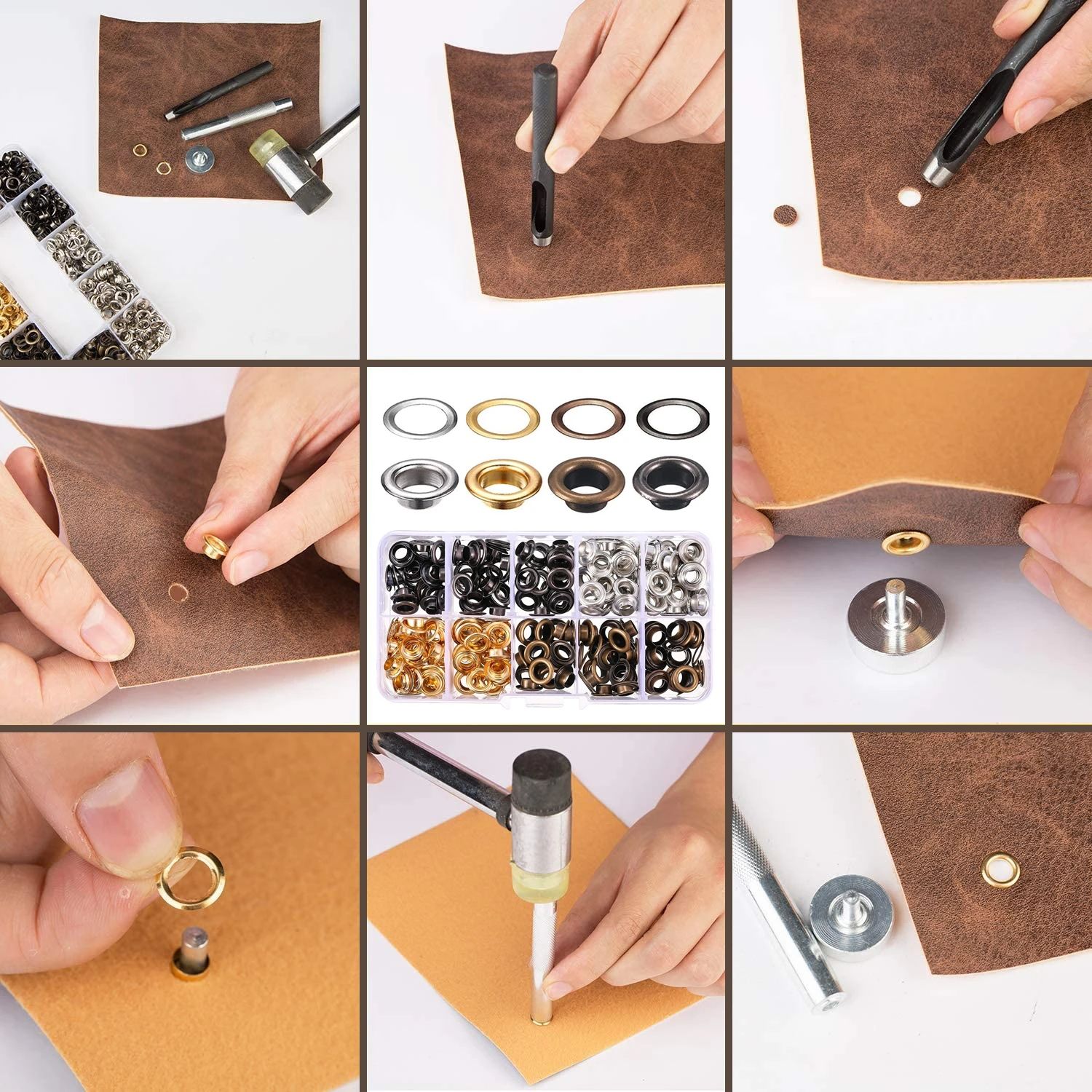 Kit Oeillet En Métal, Oeillets En Cuivre Avec Rondelles Pour Cuir, Vêtements, Chaussures, Bricolage, Ceinture(10mm 100sets