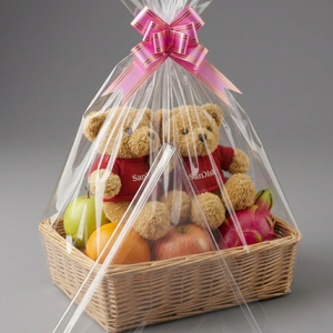 Grand sac en cellophane transparent plat OPP avec nœud de fermeture, sacs en cellophane haute brillance pour paniers-cadeaux et emballages de paniers de fruits - Product Image 3
