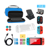 25 en 1 ensemble boîtier en cristal type-c câble câbles de données pour Nintendo Switch Console de jeu boîtes de rangement de protection sacs à main
