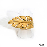 Bague ajustable Gaovo en acier inoxydable motif feuille et branche pour femme, plaqué or PVD, bijou fantaisie inspiré de la nature, cadeau