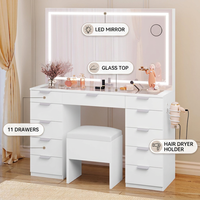 Table de toilette moderne à LED sur mesure, avec rangement, vente en gros OEM pour la maison, directement de l'usine