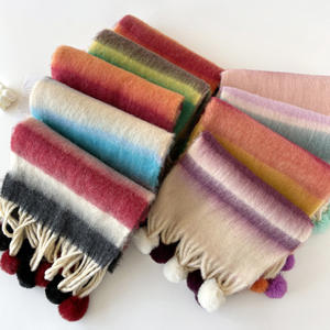 Écharpe tricotée artisanale tie-dye à pompons pour femme, nouveau style coréen, chaude et épaisse, protection contre le froid, cache-cou - Product Image 1