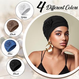 Lot de 4 bonnets chimio rayés pour femmes, turbans doux, foulards anti-<span class=keywords><strong>cancer</strong></span>, bonnets élastiques, bandeaux pour <span class=keywords><strong>cheveux</strong></span>, toutes saisons - Product Image 4