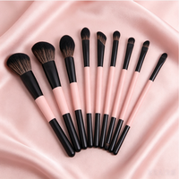Kit d'outils de maquillage professionnel avec surligneur, mascara et plus - Ensemble de 8 pièces pour les yeux et le visage, fibres synthétiques et manche en bois, usage quotidien