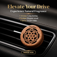 Désodorisant voiture TopOne de luxe avec clip bois, diffuseur naturel d'huiles essentielles et pierre volcanique pour conduire