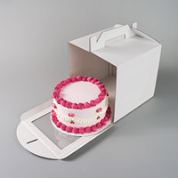Boîte à gâteau carrée personnalisable avec poignée, en papier enduit de cire imperméable avec impression dorée, design robuste
