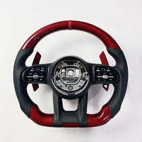 Convient pour Mercedes AMG a B C E GLS GLA S C63 W205 W204 W213 2012-2021 Volant sport en fibre de carbone cuir marron