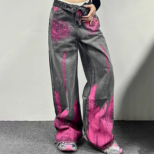 DiZNEW Jeans lavados macacos con botones de encaje, decoraciones con borlas, jeans ajustados lavados con características transpirables - Product Image 4