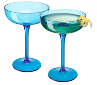 Set Gelas Coupe Transparan Tahan Lama, Gelas Koktail Anti Pecah Bahan Tritan