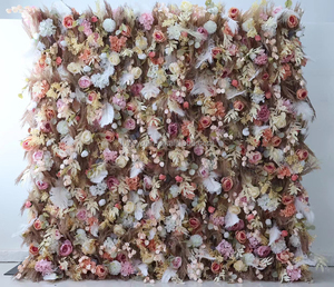 Decorazione Matrimoniale Boho, Pannello Murale 5D <span class=keywords><strong>con</strong></span> Foglie Tropicali Effetto Nebbia e Ghiaccio, Sfondo <span class=keywords><strong>con</strong></span> Erba della Pampa Artificiale - Product Image 4