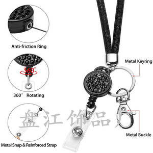 Cordon d'identification rétractable transfrontalier en cristal, collier filet de pêche, nouveau style de cordon pour téléphone portable, avec boucle à tirage facile, en - Product Image 4